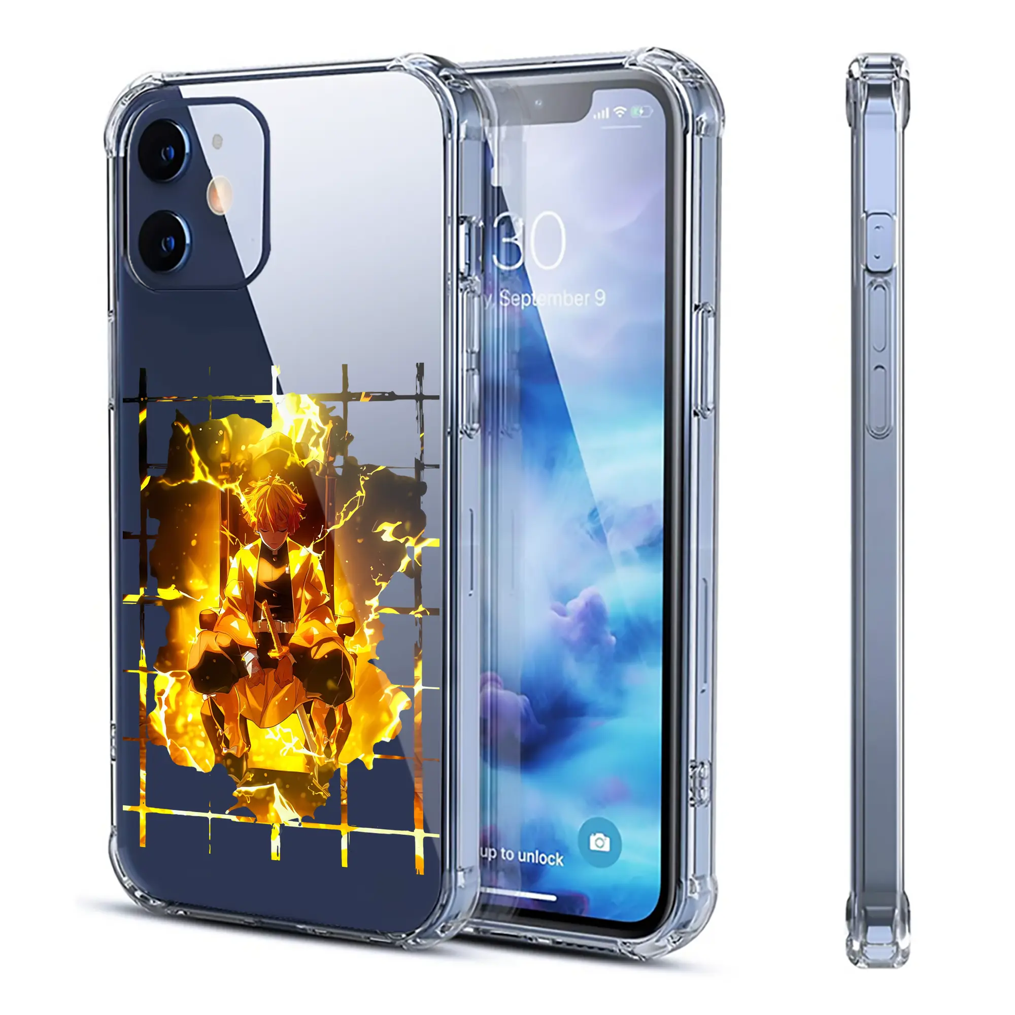 鬼滅の刃 グッズ,我妻 善逸 - IPhone 12シリーズ対応 ・ 透明スマホケース ・ クリアソフトケース ・ TPU素材 ・ 耐衝撃 ・ 高密着 ・ 防汚 防指紋 ・ 簡単着脱